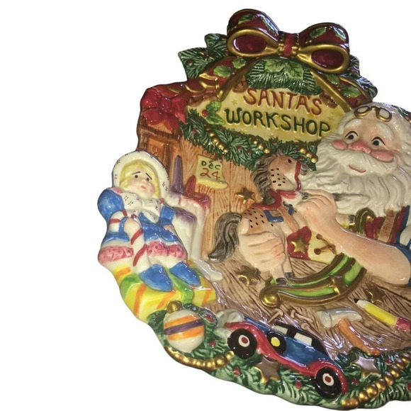 Vintage FITZ & FLOYD Santa's Magic Workshop Canape Serving Christmas Collectible - Picture 2 of 9